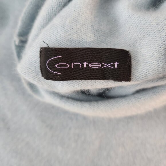 Women's Ruched Long Sleeve Context Cashmere Blend Light Blue Sweater Size XL - Picture 13 of 13